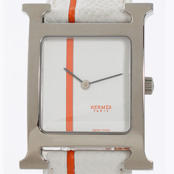 エルメス Hウォッチ コピー HERMES HH1210.134.UUOC オックス レザー ホワイト＆オレンジ レディース